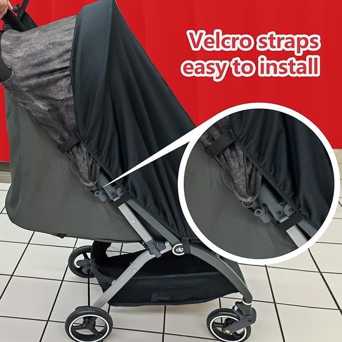 Sun Shade for Strollers, UV Sun and Sleep Shade Universal Fit for Baby Strollers, Blackout Stroller Cover, Breathable and Stops 99% of The Sun's Rays (UPF50+) Black