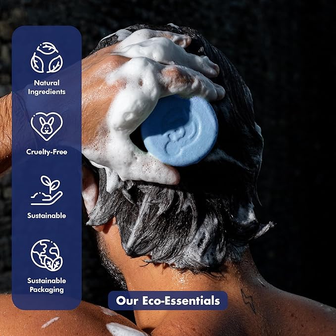 Argan Oil + Bamboo Extract 3-in-1 Shampoo Bar for Men - For Hair, Beard & Body - Deep Clean, Nourishing & Frizz Control - Natural, Paraben & Sulfate-Free - Made in USA - 4.5oz (Pack of 2)