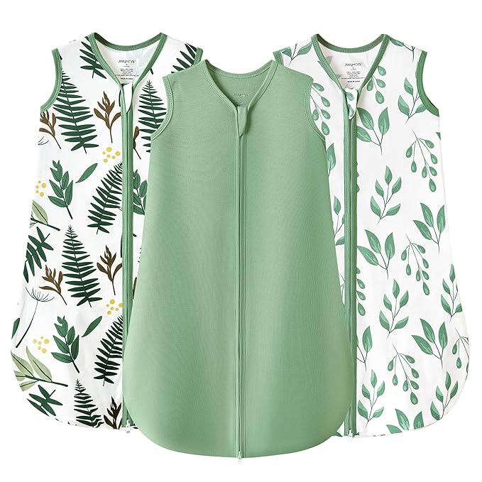 JELLYMONI Baby Sleep Sack 12-18 Months 100% Cotton Wearable Blanket, 0.5 TOG Soft Lightweight Toddler Sleeping Sack 3 Pack 2-Way Zipper Newborn Sleep Sacks