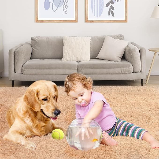 5x7 Area Rug, Luxury Rugs for Living Room, Ultra Soft Rugs for Bedroom, Non-Slip Indoor Carpet for Nursery, Kids Room, Playroom, Home Decor, Camel