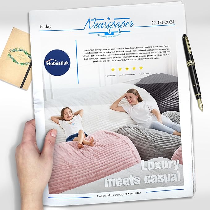 Hobestluk 5FT Bean Bag Chairs Adult Bean Bag with Portable Handle Comfy Large Bean Bag Lounge Chair with Removable Cover for Living Room Bedroom (Stripe Grey, 5FT)