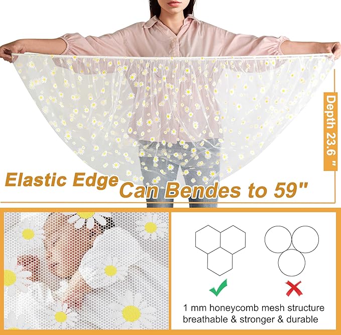 Baby Stroller Mosquito Net (2 Pack) - Durable Mesh Protection for Bassinets, Cradles, Playards, Pack N Plays & Portable Mini Cribs | Breathable Universal Fit Insect Barrier (Black + Daisy)