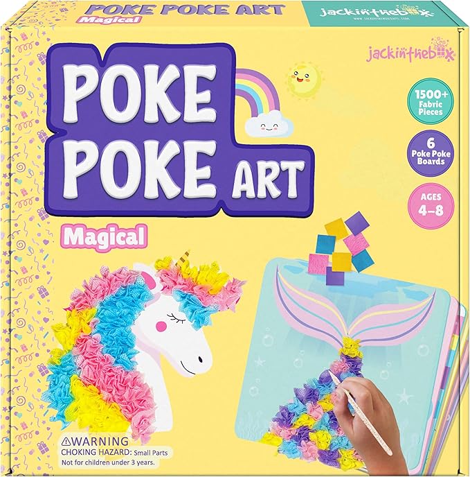 jackinthebox Poke Poke Art – Magical Theme, Mess-Free Fabric Art and Craft, Flower Pressing Kits, Gift for Kids, Girl Gifts, DIY Activity Boy Gift, Toys for Girls and Boys Ages 4 5 6 7 8