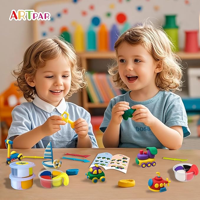 Kids Air Dry Clay Kit,12 Pack Traffic Modeling Magic Clay Sculpting Set | Ultra Light Non-Toxic DIY Art & Crafts School Classroon Projects,Home Party Favors Supplies for Boys Girls Adults