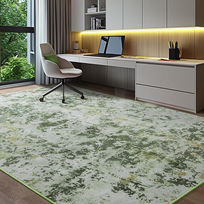 Kelarea 6x9 Rug for Living Room, Green Washable Non-Slip Rugs, Modern Abstract Large Rugs Low Pile Soft Carpet for Bedroom, Kitchen, Dining Room, Classroom, Dorm, Nursery, Home Office