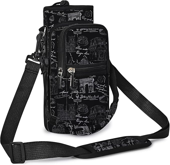 icolor Water Bottle Carrier Bag with Strap 25/32/40 oz Crossbody Bottle Holder with Phone Pocket Sling Sleeve Insulated Neoprene Water Bottle Pouch for Walking Travelling