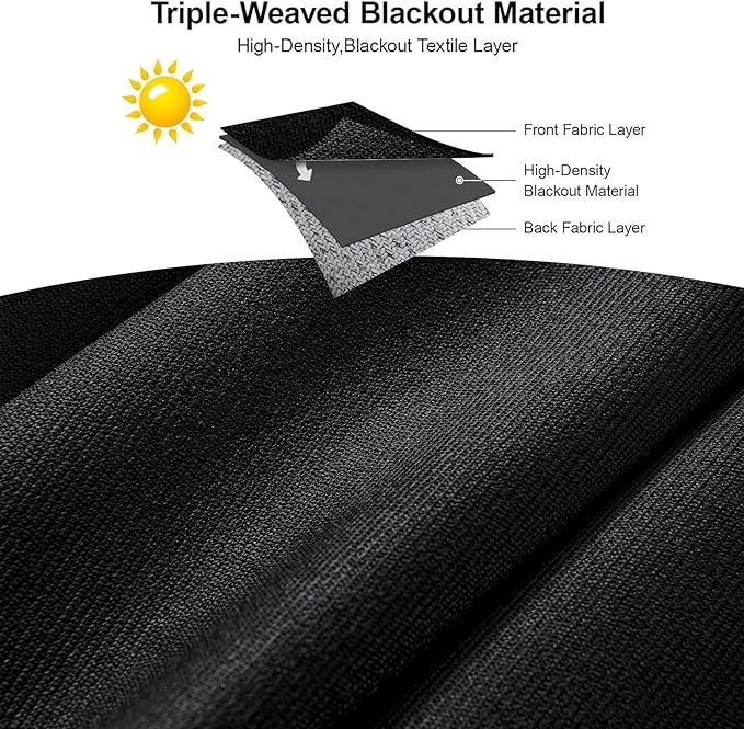 Joydeco Faux Linen Blackout Curtains for Bedroom,Black Blackout Curtains 108 inches Long,100% Blackout Solid Thermal Insulated Window Drapes Luxury Decor for Living Room（W52xL108 Inch,Black）