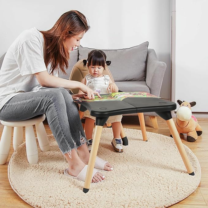 Gofirst 6 in 1 Convertible Wooden High Chair for Babies and Toddlers - Infant Dining Booster Seat With Building Block Table and 4-Position Removable Feeding Chair