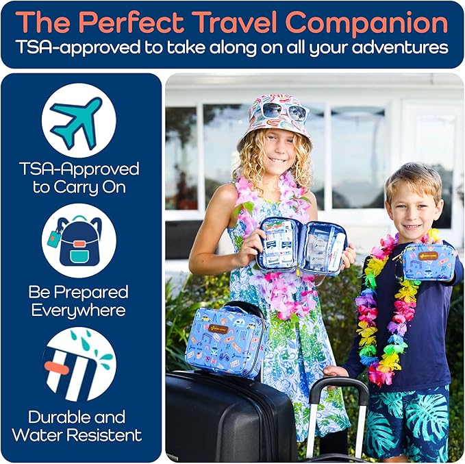 KEEP>GOING KeepGoing Small Travel First Aid Kit Kids – 60 Pc. Mini First Aid Kit for Purse, Diaper Bag, & Backpack with Latex-Free Bandages – 4 Oz., & 4.5 x 3.5 x 2 in, TSA-Approved