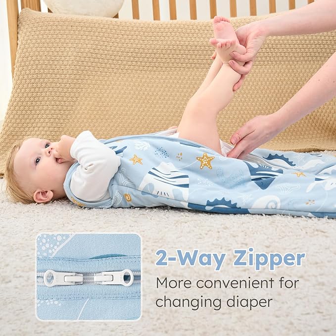 Yoofoss Baby Sleep Sack 18-24 Months, TOG 2.5 Baby Wearable Blanket with 2-Way Zipper, 100% Organic Cotton Fabric Winter Newborn Sleeping Sack, Warm Soft Comfy