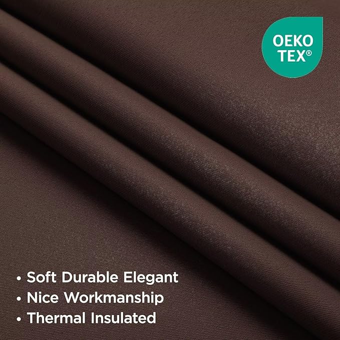 Joydeco Blackout Curtains 108 Inches Long, Thermal Insulated Black Out Curtains 2 Panels Set, Room Darkening Drapes for Living Room Window Rod Pocket Back Tab (W52 x L108 Inch, Chocolate)