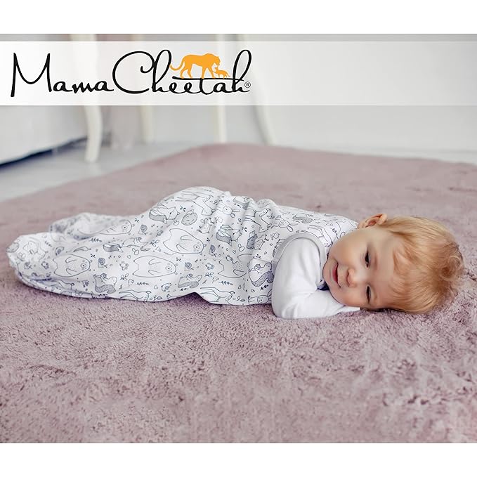 Mama Cheetah Baby Sleep Sack 0.5 TOG, Organic Cotton Baby Wearable Blanket with Two-Way Zipper, Swaddle Transition Baby Sleeping Bag for Newborn Infant Toddler Boy Girl, 12-18 Months