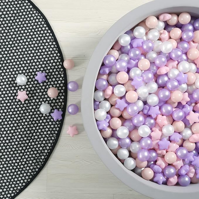 GOGOSO Balls for Ball Pit - Plastic Ball for Toddlers 1-3, Baby Kids Ball Pool Decoration 50 100 200 300 500 1000 (A Purple+Pink+White+Clear, 50 Balls)