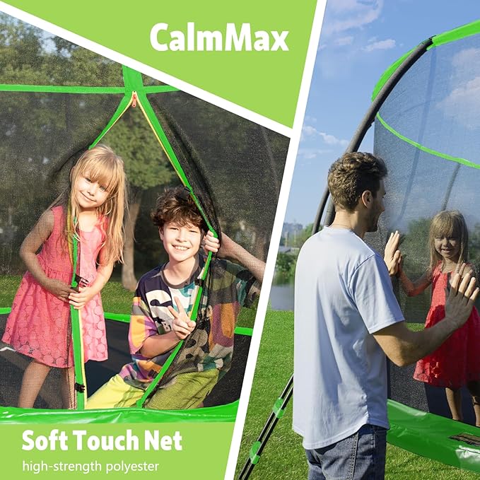 14FT 12FT 10FT 16FT Trampoline with Safety Enclosure, Anti-Rust Coating – ASTM Certified, Heavy-Duty Outdoor Trampoline with Ladder – for Kids & Adults