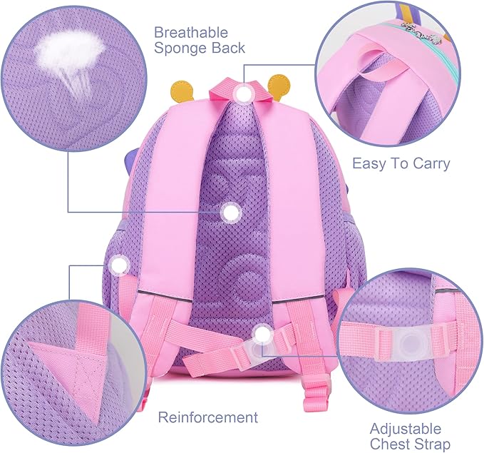 3D Butterfly Toddler Backpack - Cute Animal Cartoon Mini Travel Bag for Girls 1-3 Years,Waterproof Kids Preschool Backpack with Personalized Design (Butterfly Style)