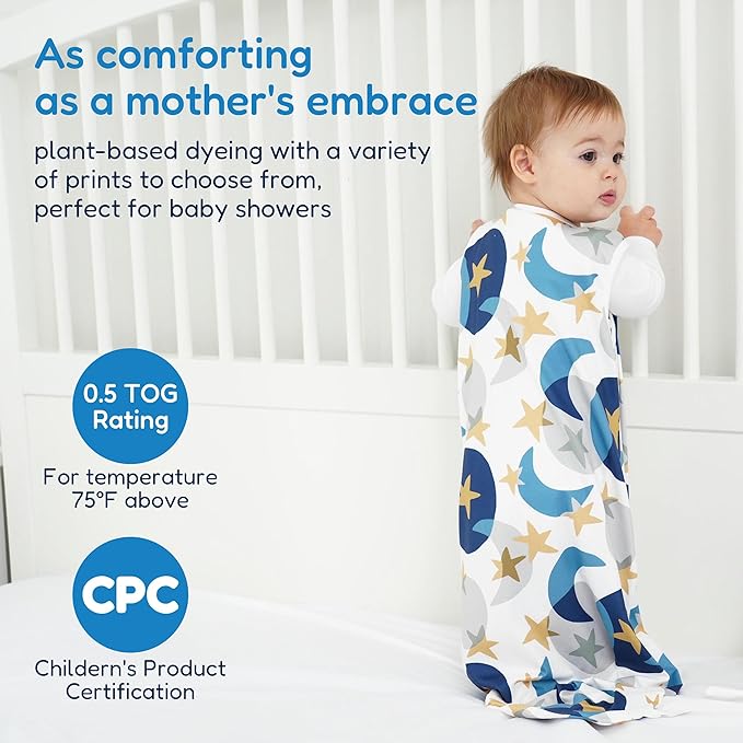 TotAha Sleep Sack 6-12-15 Months 3-Pack,Stretchy,Buttery Soft Swaddle Transition Sleeping Bag,Light Baby Wearable Blanket with 2-Way Safe Zippers for Boys and Girls, 0.5 TOG