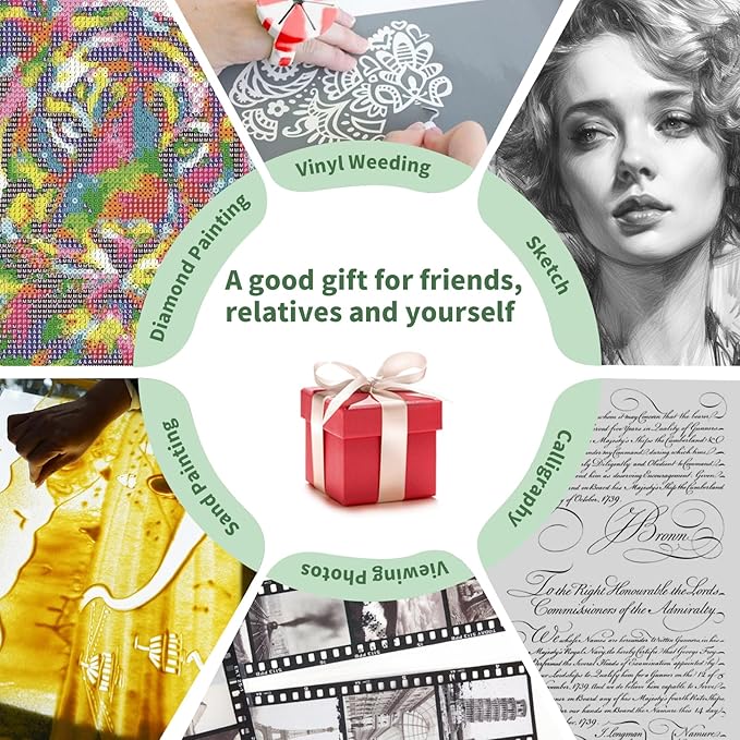 HIUKCOLED Rechargeable A4 Light Pad, Battery Powered Light Board, Stepless/6-level Dimmable Brightness with 3 Colors, Wireless LED Light Tracing Box for Diamond Painting,Drawing,Sketching,Animation