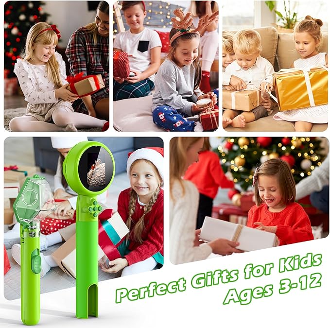 2 in 1 Kids Microscope with Bug Catcher,HD 500X Digital Microscope for Kids with 2" Screen,Photo and Video,STEM Educational Science Kit Learning Toys for Age 3-12 Girls & Boys Birthday Gifts (Green)