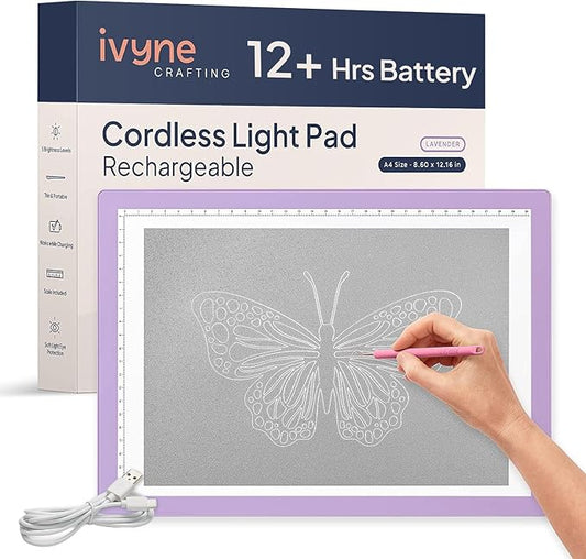 iVyne Rechargeable A4 Light Pad for Tracing & Weeding - LED Light Board for Weeding Vinyl - for Cricut Vinyl Weeding Tools - Ultra-Thin & Portable - Perfect for Artists & Crafters - Purple