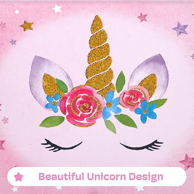 Jewelkeeper Girls Musical Jewelry Box - Durable Pine Fiberboard with Violet Lining - Kids Jewelry Box - The Beautiful Dreamer Tune - Gifts for Girls - Unicorn Jewellery Box - 6x4x3.5in