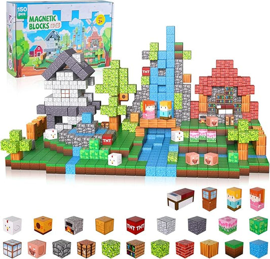 150PCS Magnetic Building Blocks, 1 Inch Magnetic Cubes for Kids Ages 3-8, STEM Montessori Toys, Creative Construction & Stacking Toys, Educational Magnetic Blocks for Boys & Girls