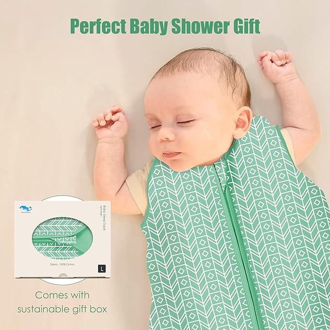 SWEET DOLPHIN Baby Sleep Sack 12-18 Months - 100% Cotton 2-Way Zipper TOG 0.5 Infant Wearable Blanket, Newborn Essentials Toddler 3 Pack Sleeping Sacks - Green