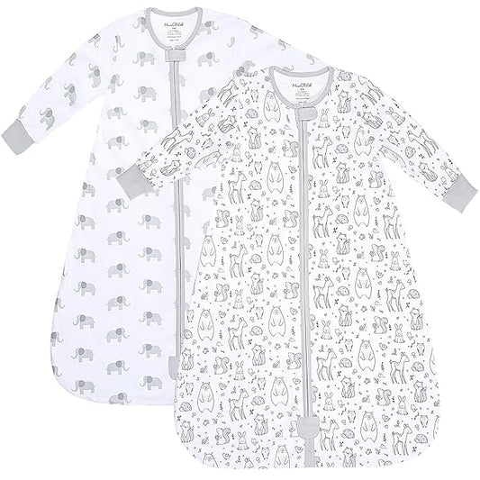 Mama Cheetah Baby Sleep Sack with Sleeves, 0.5 TOG Organic Cotton Wearable Blanket and Two-Way Zipper, Swaddle Transition Long Sleeve Sleeping Bag for Newborn Infant Toddler, 6-12 Months