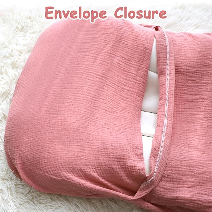 Hooyax Baby Lounger Cover 2 Pack - 100% Muslin Cotton Newborn Lounger Pillow Covers Only, Soft Breathable Infant Lounger Cover with Reinforced Stitching, Fits Most Standard Baby Loungers (Grey Pink)