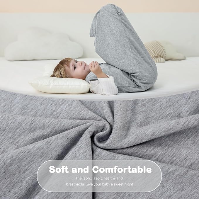 Mosebears Unisex Baby Sleep Sack 1.0 TOG, Supersoft Rayon Made from Bamboo Wearable Blanket with 2-Way Zipper (Grey,18-36 Months)