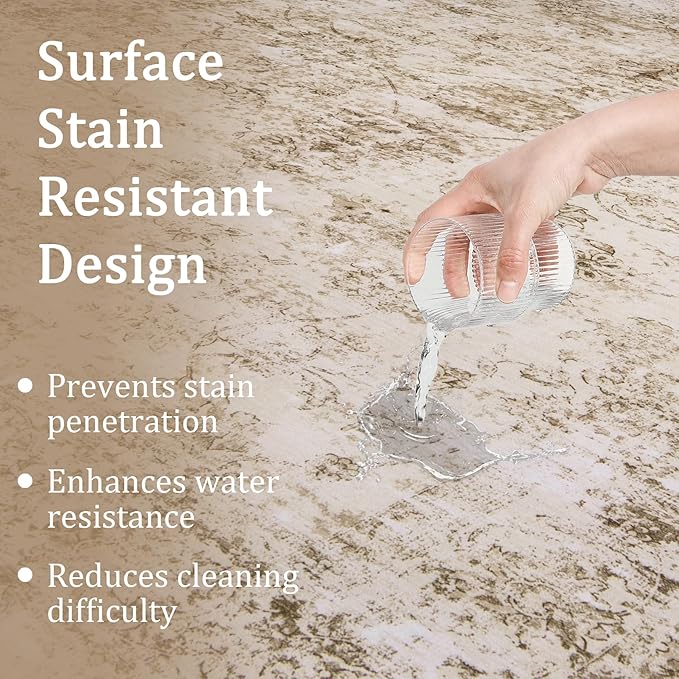 5x7 Area Rug Living Room Rugs - Washable Rug Large Modern Abstract Soft Thin Carpets Indoor Floor No Slip Vintage Carpet for Bedroom Under Dining Table Nursery Home Office Decor Beige