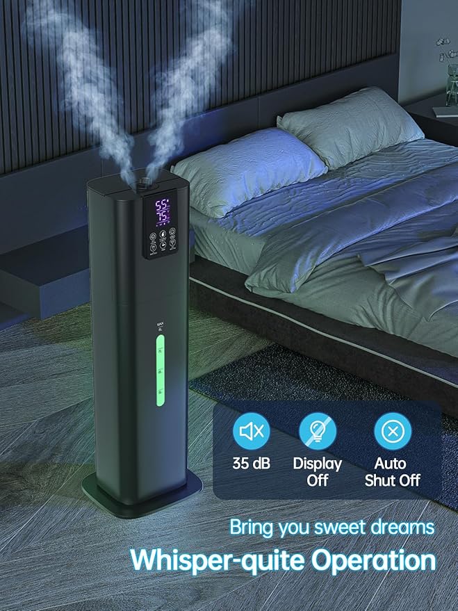 8L Smart Humidifiers for Bedroom Large Room, 2.1Gal Cool Mist Top Fill Diffuser Ambient Light, App & Remote Control, 3 Mist Modes, Quiet Humidifier for Home Office Plant (Black)