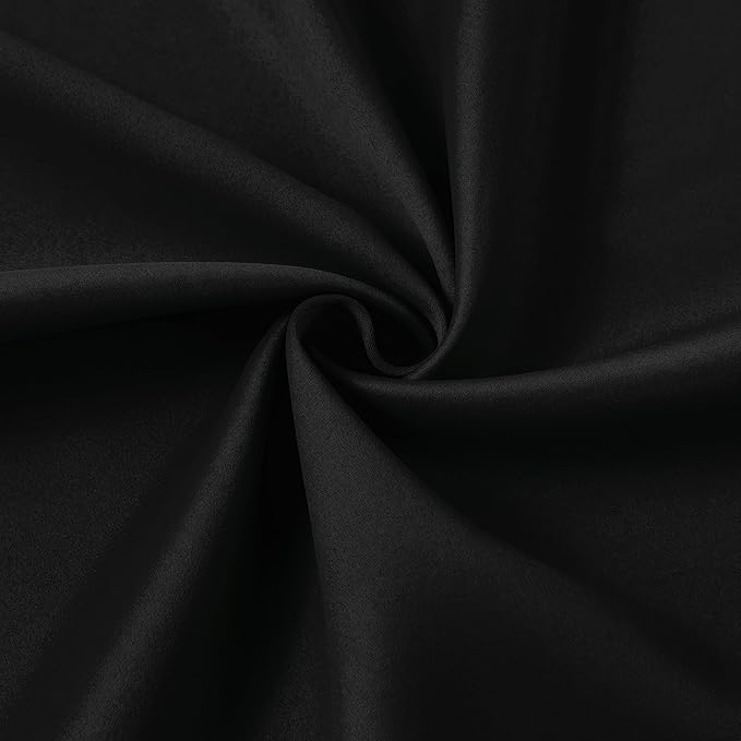 KEQIAOSUOCAI Black Curtains Blackout 126 Inches Long, Luxury Faux Silk Polyester Pinch Pleated Thermal Insulated Black Out Curtains with Hooks for Living Room Home Office 40x126