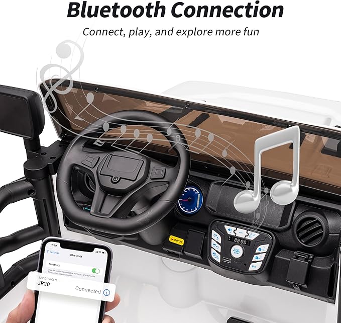 2 Seater Ride on Car Truck, 12V Kids Electric Ride on Toy for Big Kids Age 3-8 w/Remote Control- White