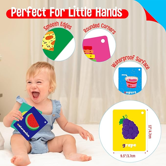 52 PCS Baby Visual Stimulus Cards, Double-Sided High Contrast Black and White, Colorful Alphabet Words Flashcards, Visual Sensory Development Montessori Cards Set for Newborn Baby, Kids, Preschool