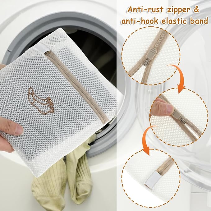 3 PCS Delicate Laundry Bag, Mesh Bags With Zipper for Socks, Underwear, Baby Clothes, Swimsuit - Small Durable Embroidery Bag, Travel Clothing Storage