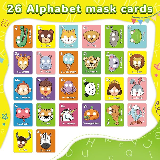 Alphabet Flash Cards,Giant ABC Animal Flash Cards for Toddler 3-5,26 Lowercase and Uppercase Letter Cards,Educational Learning Games for Kids,Preschool Kindergarten Toys