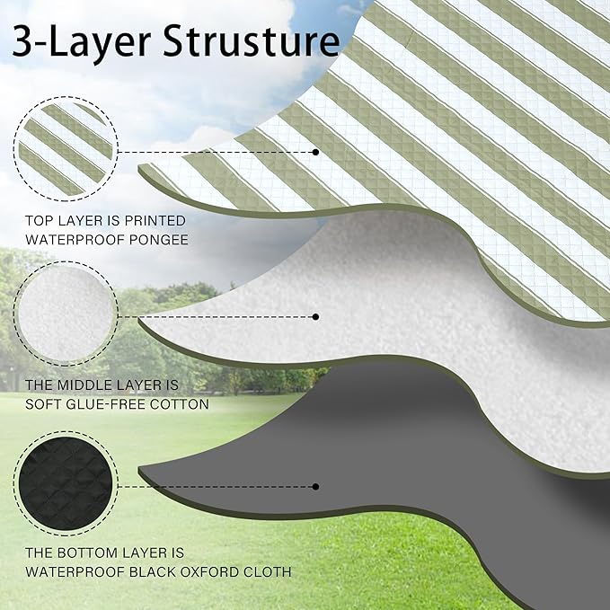 HX&OD Outdoor Picnic Blanket Extra Large, 80”x80” Waterproof Picnic Mat Foldable Camping Blanket Portable with Carry Strap for Beach Mat (Green)