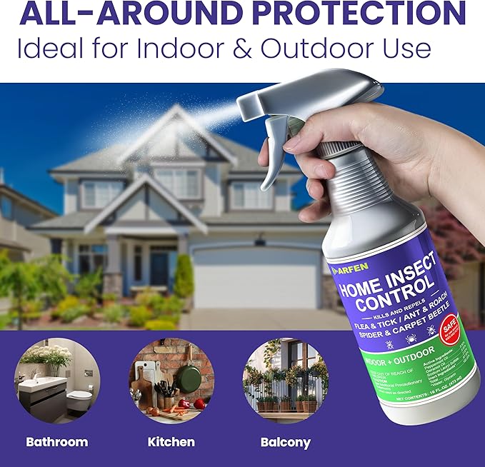 Home Insect Pest Control Spray 16oz – Kills & Repels Fleas, Ticks, Ants, Roaches, Spiders, Bed Bug and More on Contact with Peppermint Oil; Natural Safe and Effective Indoor & Outdoor Solution