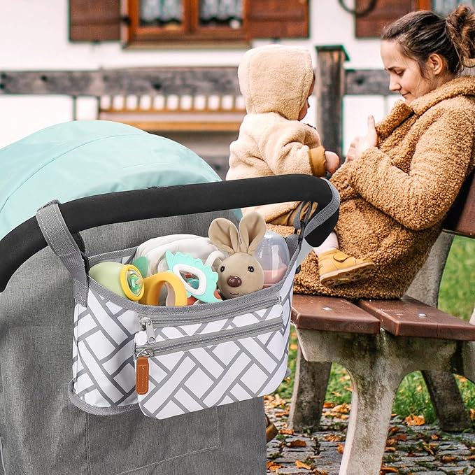 Accmor Universal Stroller Organizer with Detachable Phone Bag, Stroller Bag Caddy Organizer Stroller Accessories for Uppababy, Baby Jogger, Nuna, Doona, Britax Strollers