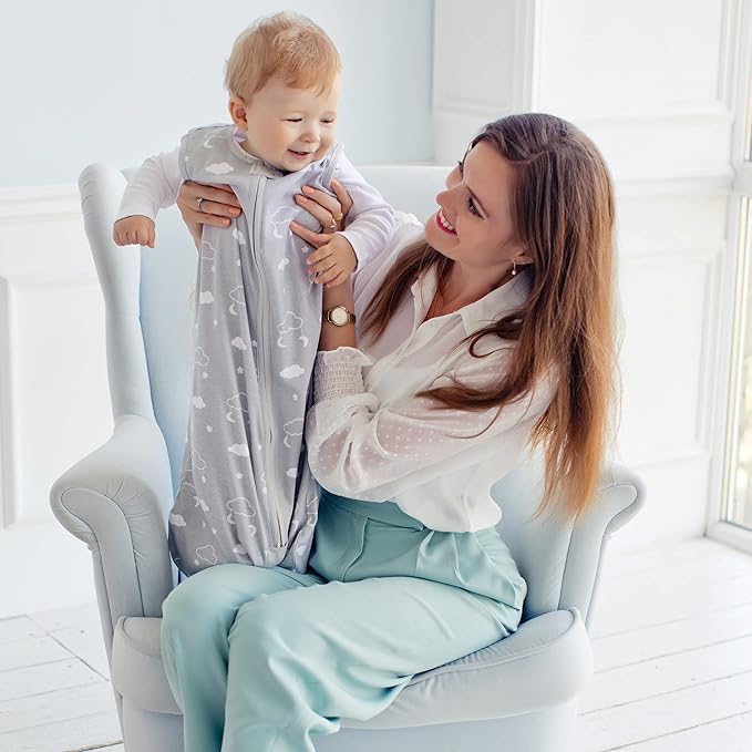 Mama Cheetah Baby Sleep Sack 0.5 TOG, Organic Cotton Baby Wearable Blanket with Two-Way Zipper, Swaddle Transition Baby Sleeping Bag for Newborn Infant Toddler Boy Girl, 6-12 Months