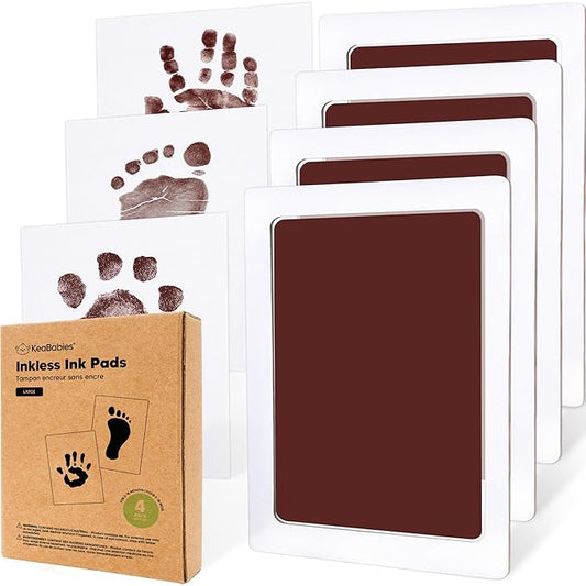 4-Pack Inkless Baby Hand and Footprint Kit - Mess Free Ink Pad for Newborn Keepsake, Dog Nose & Paw Print Kit, Clean Touch Ink Pad for Baby Hand & Footprints, Ideal New Mom Gifts (Auburn, L)