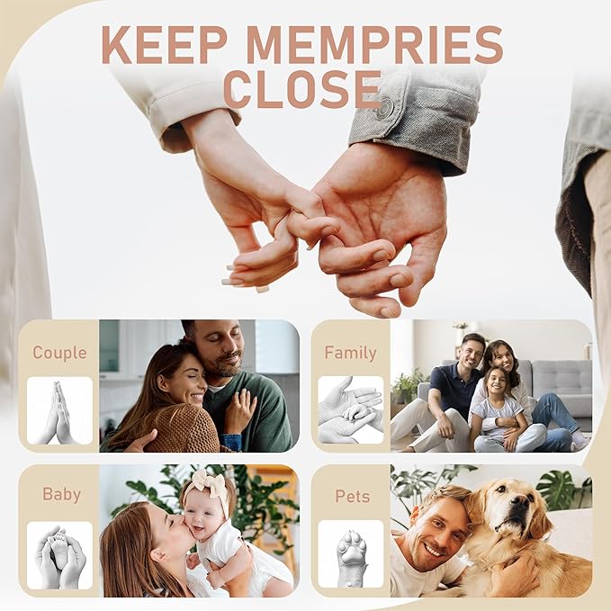 Hand Casting Kit, Anniversary Couples Gifts Casting Kit,Hand Mold Kit Couples, Hand Mold Kit Couple with Base, Couple 1 Year Anniversary, Bridal Shower, Wedding Gifts Plaster Hand Mold Casting Kits