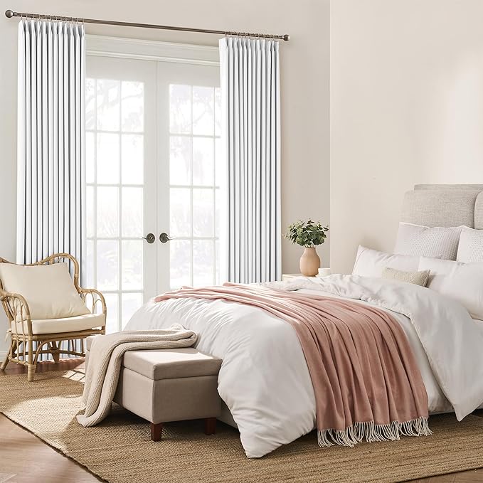 KEQIAOSUOCAI White Pinch Pleat Curtains 84 Inches Long 2 Panels, Track Memory Trained Luxury Opaque Window Curtain Panels for Bedroom Living Room Hooks Include 40" W x 84" L