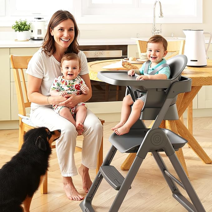 6-in-1 Baby High Chair, Convertible Highchair for Babies to Toddlers, Step Stool for Dining Time, Foldable & Easy Clean, Space-Saving Design, Adjustable, Navy Blue