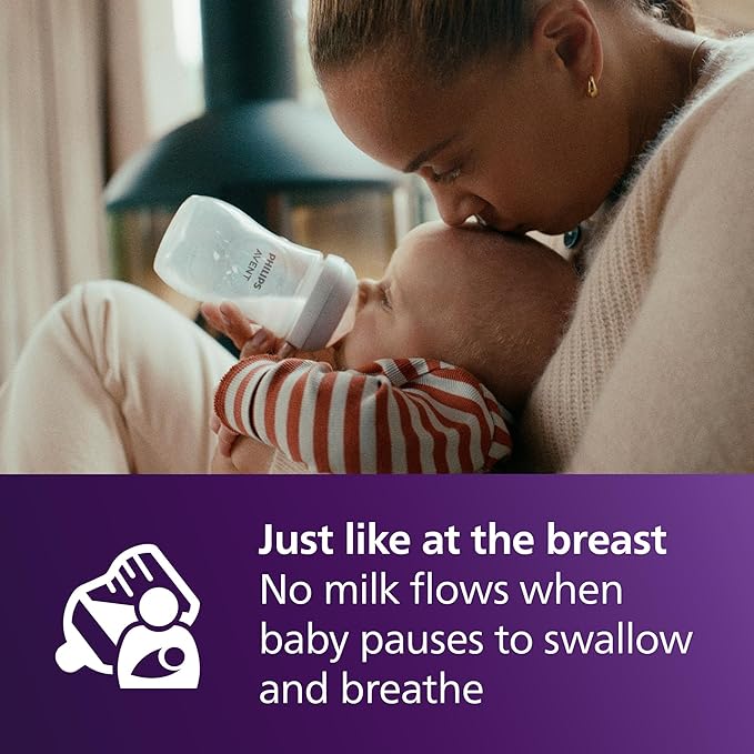 Philips Avent Natural Baby Bottle with Natural Response Nipple (Medium Flow,Flow 3), 9oz, SCY903/01