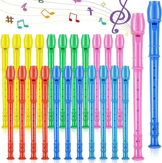 8 Hole Soprano Recorders Descant Flute Bulk With Cleaning Rod German Style for Back to School Gift Christmas Shoebox Supplies Musical Instruments Party Favor (12 Pack)