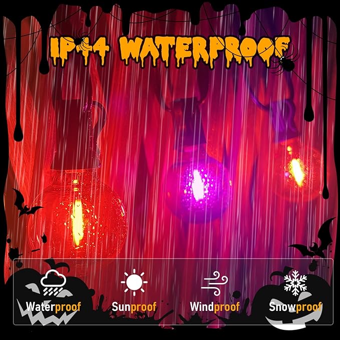 25FT Outdoor Halloween String Lights, G40 Outdoor Halloween Decorations Light with 27 LED Shatterproof Orange Purple Globe Lights(2 Spare), Hanging Patio Lights for Holiday Balcony Backyard Party