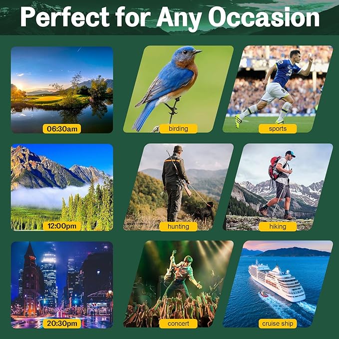 15x30 Compact Binoculars for Adults and Kids - Occer Large View High Powered Binoculars for Bird Watching - Lightweight Easy Focus Binocs with Low Light Vision for Hunting Cruise Ship Travel