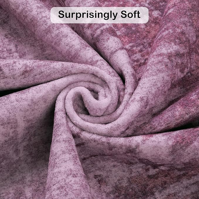 Kelarea Living Room Rug, 6x9 Rug Modern Abstract Washable Rugs Pink Faux Wool Vintage Carpet, Non Slip Rugs for Bedroom, Dining Room, College Dorm, Kids Playroom, Home Office