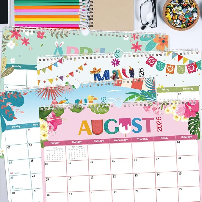 GuassLee Wall Calendar 2025-2026, Vertical Wall Calendar 2026, Sept. 2025 to Mar. 2027, 14" X 11" 19-Month Holiday Themed Calendar Hanging Planner Wall for Home School Office Planning & Organizing